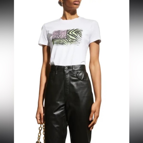 NWOT! Roberto Cavalli Pastel Neon Animal Flag Animalier Patchwork tee Size M - Picture 2 of 9